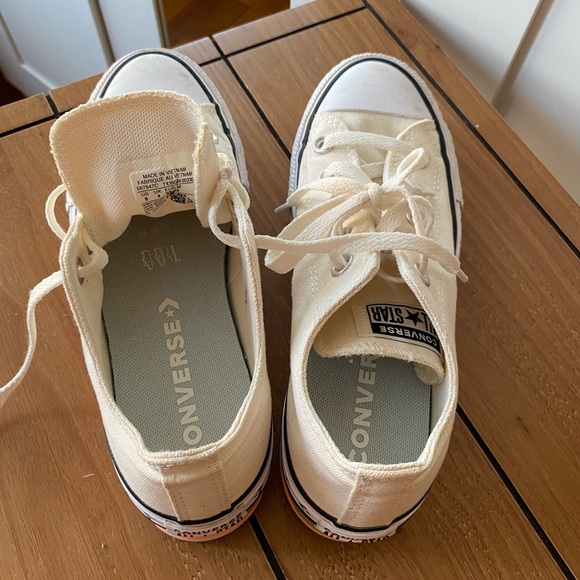 Converse Chucks Plateau Cream Sneakers with Multicolor Sole 2 inches - Size 6 - Picture 5 of 11